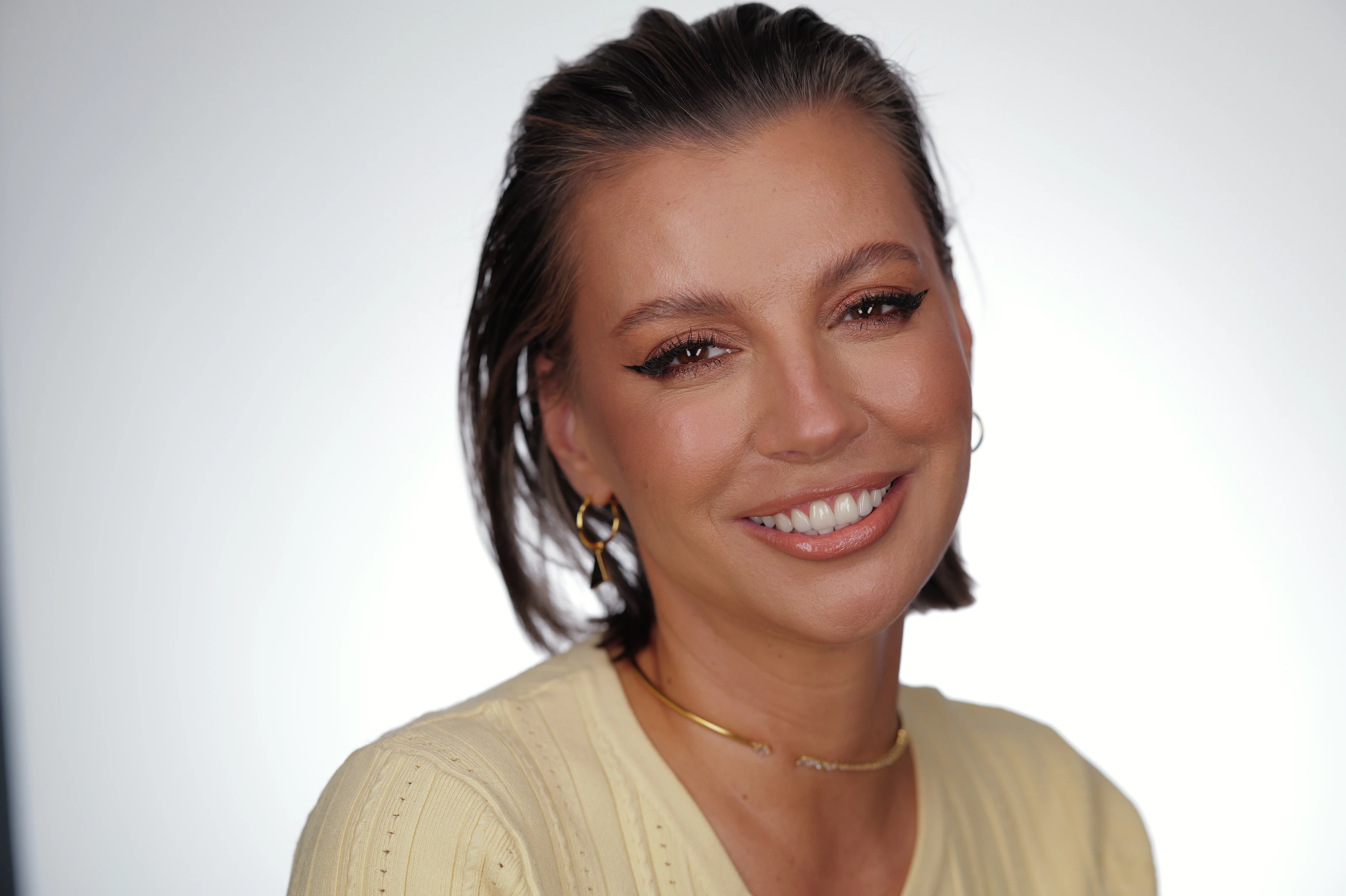 Smiling woman whose teeth suit her face